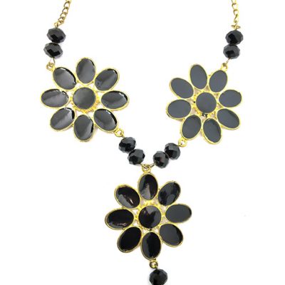 Black Golden Flower Necklace for Women