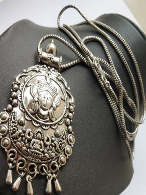 Trendilook German Silver Ganpati Long Neckpiece